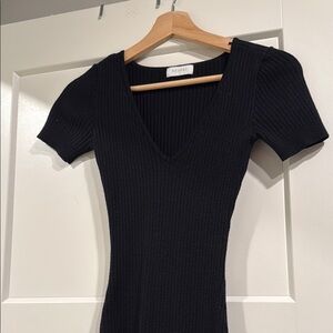 NBD Black Ribbed Maxi Dress